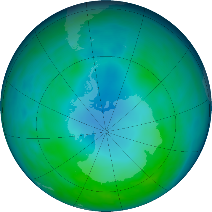 Antarctic ozone map for May 2014
